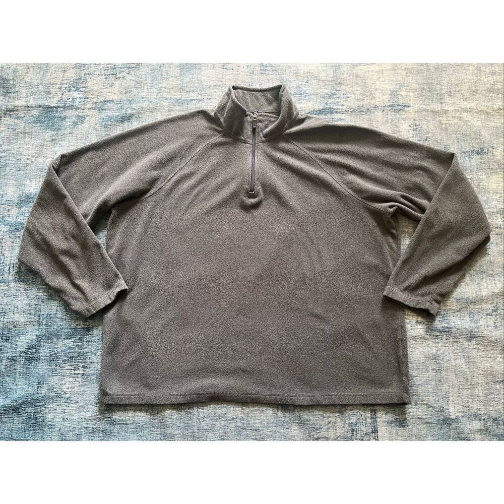 Land's End Gray Quarter 1/4 Zip Fleece Pullover Men's XXL